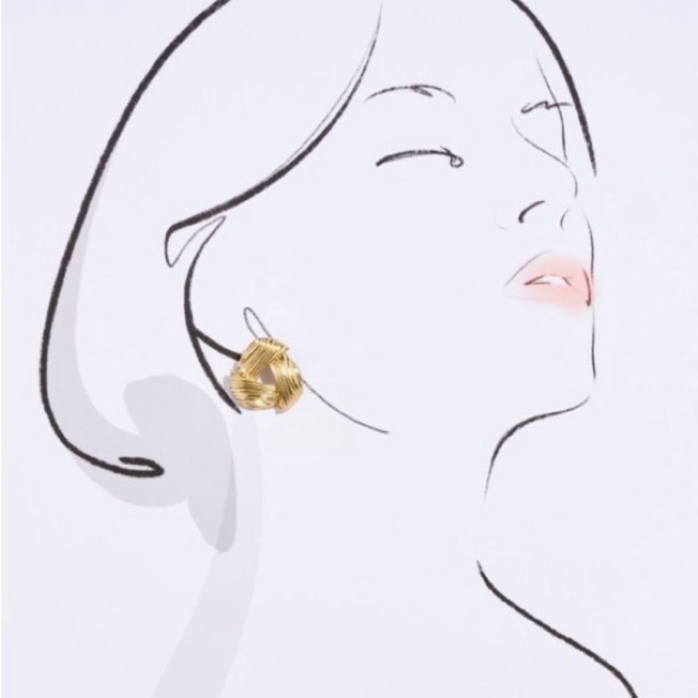 Gold Ruffle Ribbed Earrings (1111) - Picture 4 of 4